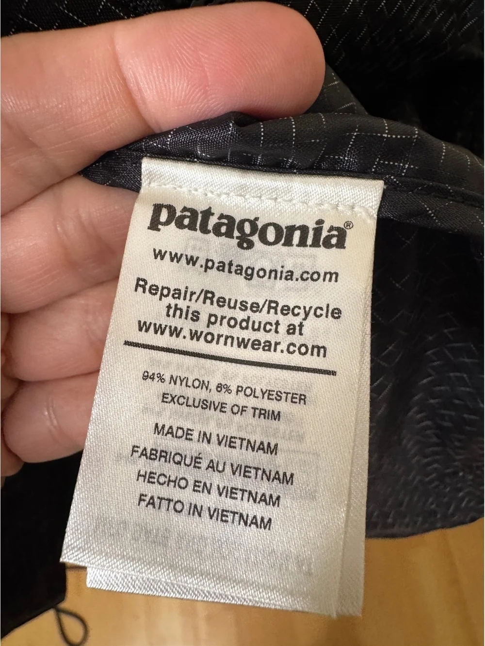 Patagonia Hooded Windbreaker Jacket Men L Gray Grid Full Zip Lightweight Coat